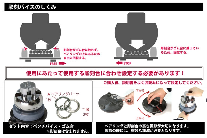 バイスベンチ（ゴム台付）彫刻台がスムーズに回転します。固定もでき 